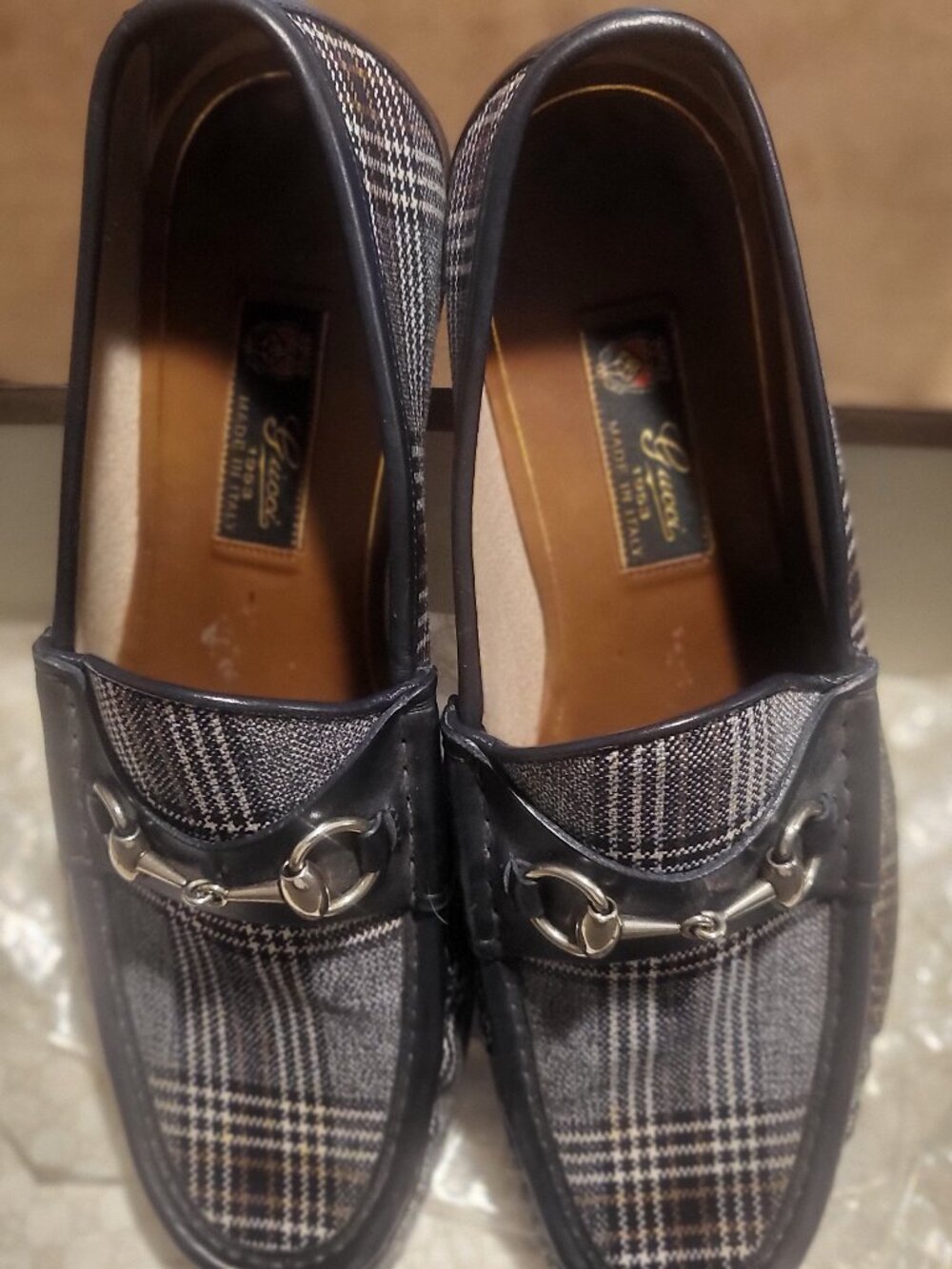 Gucci 1953 Horsebit Tartan Plaid Loafers Men 9.5 Blue White 310090 w Box